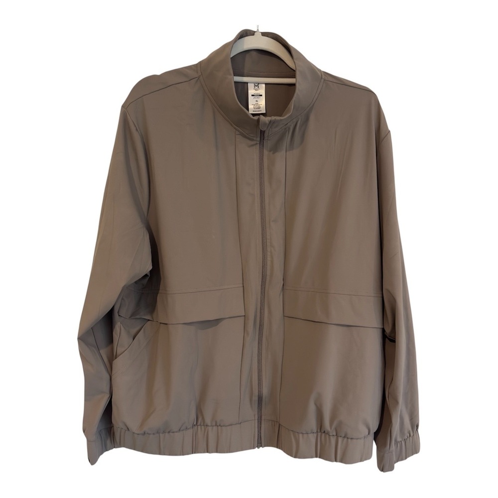Members Mark Womens Travel Jacket XL Taupe Mushroom Full Zip Lightweight Stretch